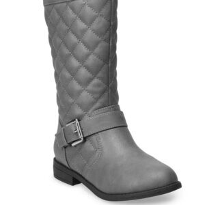 SO Quilted Gray Knee-High Riding Boots